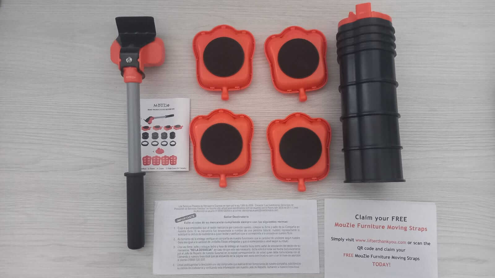 Heavy Duty Furniture Lifter 4 Appliance Roller Sliders with 660 lbs Load Capacity Wheels + Adjustable Height Lifting Tool Lever Suitable for Safe and Easy Moving of Couches Sofas Refrigerators + More